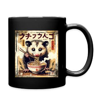 Ramen Opossum Grunge Poster Style - Tasse einfarbig - Schwarz - Rechts