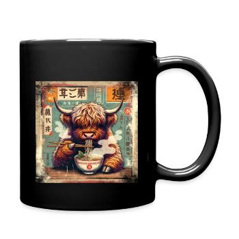 Ramen Highland Cow Grunge Style d’affiche - Mug uni - noir - Droite