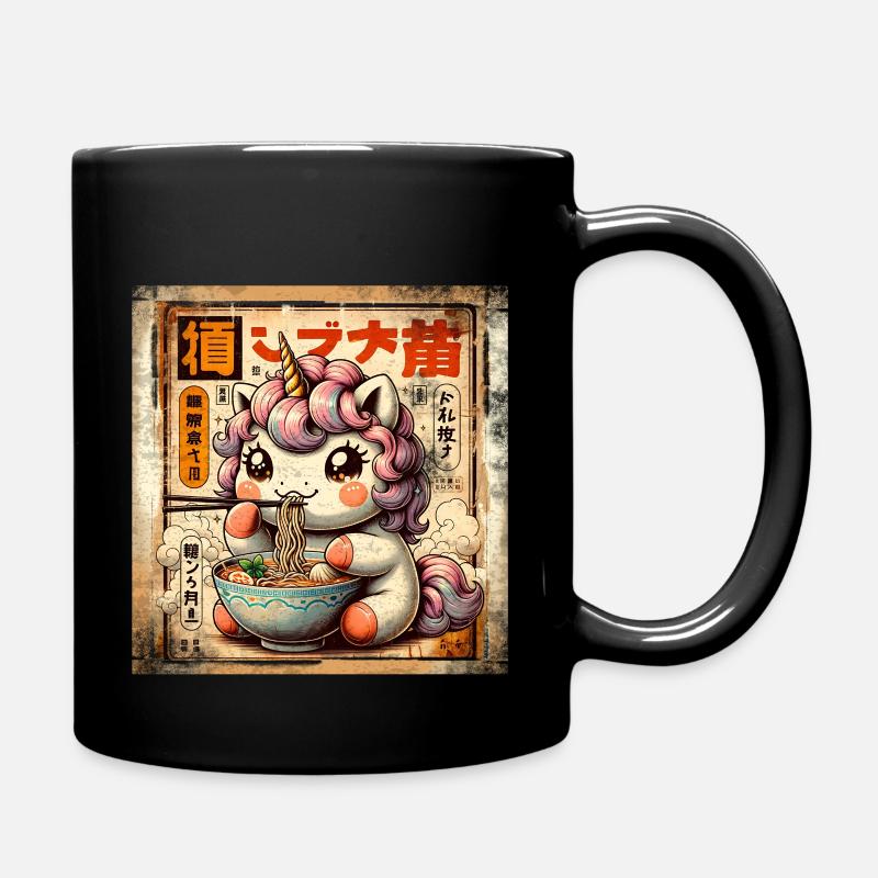 Ramen Einhorn Grunge Poster Style - Tasse einfarbig - Schwarz