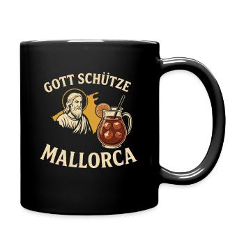 God bless Mallorca – Sangria & Sun - Full Colour Mug - black - Right