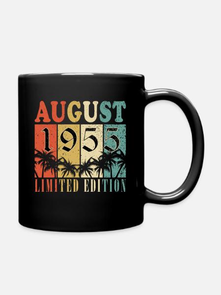 Jahrgang August 1955, Baujahr August 1955 - August - Tasse einfarbig - Schwarz