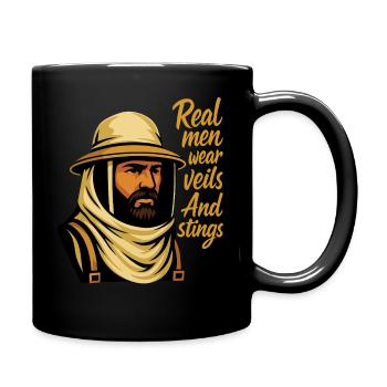 Real Men Wear Veils And Stings Imker Bienen Honig - Tasse einfarbig - Schwarz - Rechts