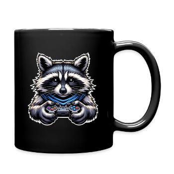 Waschbär Gamer Gaming Nerd - Tasse einfarbig - Schwarz - Rechts