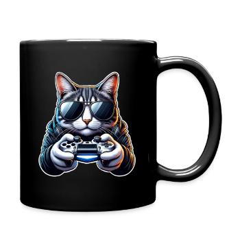 Katze Gamer Gaming Nerd - Tasse einfarbig - Schwarz - Rechts