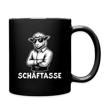 Büro Chef - Lustiges Schaf mit Sonnenbrille - Tasse einfarbig - Schwarz - Rechts