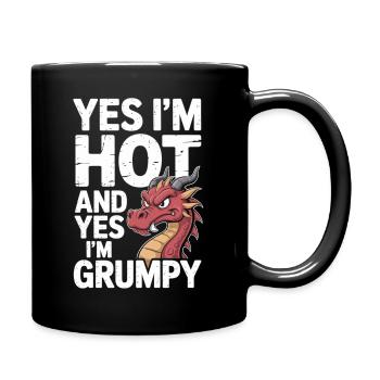 Grummel Drache mit Feuer im Blick - Tasse einfarbig - Schwarz - Rechts