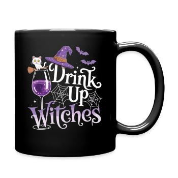 Drôle de sorcière avec du vin – Look de fête - Mug uni - noir - Droite