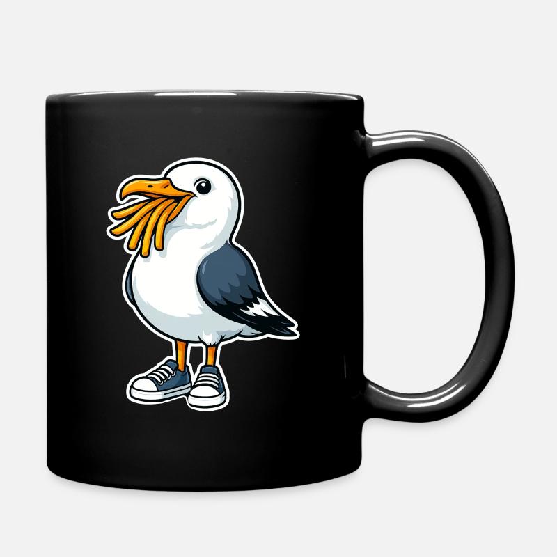 Mouette Drôle Avec Frites Et Baskets - Mug uni - noir