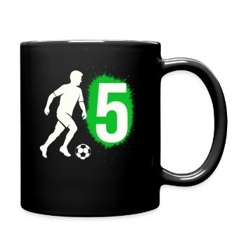 5th Birthday, 5 Year Old Boy, 5 Football - Full Colour Mug - black - Right