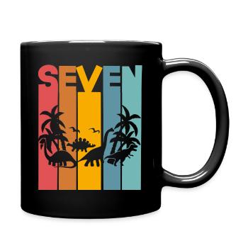 7th Birthday Dinosaur - Full Colour Mug - black - Right