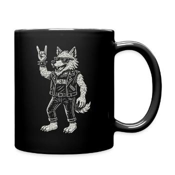 Wolf Metal Musik Rock Musik Funny Heavy Metal - Tasse einfarbig - Schwarz - Rechts