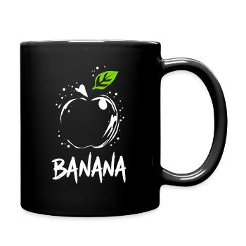 Banane Apfel Witz - Tasse einfarbig - Schwarz - Rechts