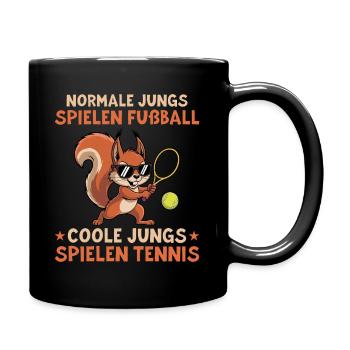 Tennis Cooles Eichhörnchen - Junge Tennisspieler - Tasse einfarbig - Schwarz - Rechts