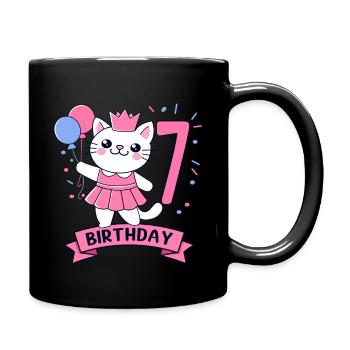 7th Birthday Girl Princess Cat 7 - Tasse einfarbig - Schwarz - Rechts