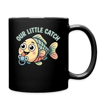 Chemise pour bébé avec drôle de poisson et tétine - Mug uni - noir - Droite