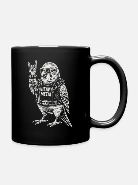 Heavy Metal Rock Musik Wellensittich Lustiges - Tasse einfarbig - Schwarz