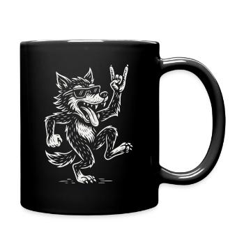 Metal Musik Rock Musik Funny Wolf - Tasse einfarbig - Schwarz - Rechts