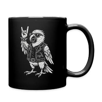 Rock Music, Funny Parrot, Heavy Metal Vibes - Full Colour Mug - black - Right