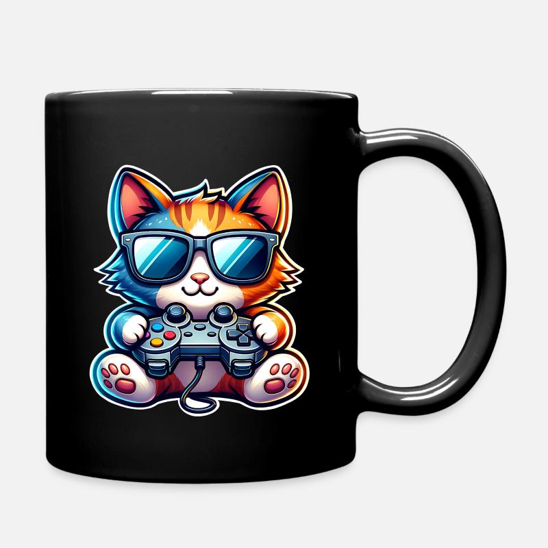 Katze Gaming Gamer - Tasse einfarbig - Schwarz