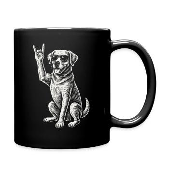 Rock Musique Golden Retriever Drôle Heavy Metal Chien - Mug uni - noir - Droite