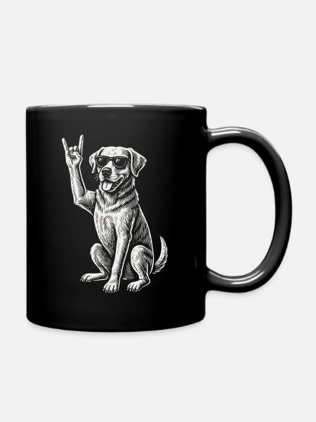 Rock Musik Golden Retriever Funny Heavy Metal Dog - Tasse einfarbig - Schwarz