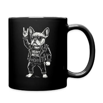 Heavy Metal Hund Rock Musik Französische Bulldogge - Tasse einfarbig - Schwarz - Rechts