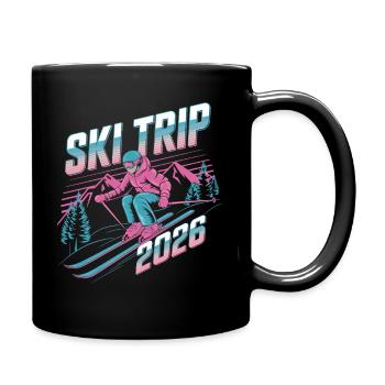 Ski Trip 2026 – Neon Retro Skiing Adventure Design - Full Colour Mug - black - Right