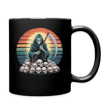 Grim Reaper with Skulls – Dark Halloween Shirt - Full Colour Mug - black - Right