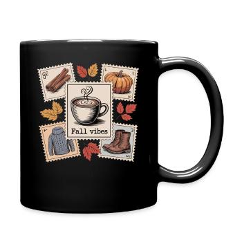 Herbstliebe Design mit Zimt, Kürbis & Kaffee - Tasse einfarbig - Schwarz - Rechts