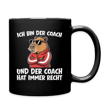 Personal Trainer Capybara - Fußballtrainer - Tasse einfarbig - Schwarz - Rechts