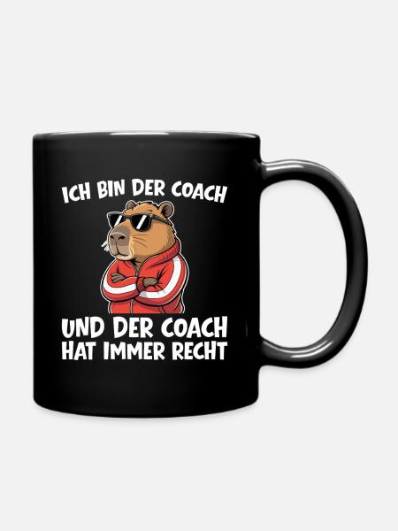Personal Trainer Capybara - Fußballtrainer - Tasse einfarbig - Schwarz