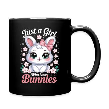Mignon lapin avec arc et fleurs - Mug uni - noir - Droite