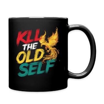 Motivationsshirt mit Flammen-Phönix - Tasse einfarbig - Schwarz - Rechts