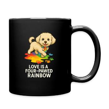 Love is a Four-Pawed Rainbow – Pride Dog - Full Colour Mug - black - Right