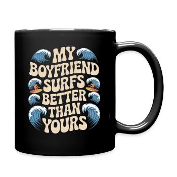Surfez mon petit ami surfe mieux que le vôtre surfeur - Mug uni - noir - Droite