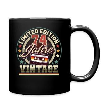 74. Geburtstag Vintage - Tasse einfarbig - Schwarz - Rechts