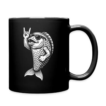 Rockmusik Metal Musik Fisch Lustig Heavy Metal - Tasse einfarbig - Schwarz - Rechts