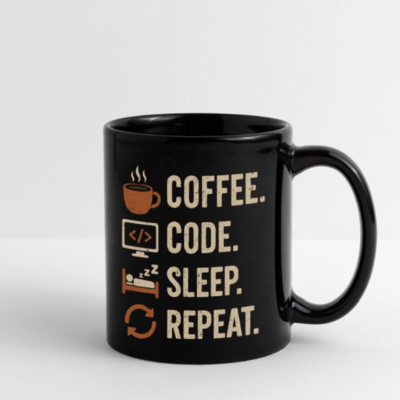 Geek-Coder-Routine – Kaffee, Code, Schlaf, mehr Tasse einfarbig