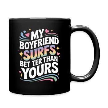 Surfez mon petit ami surfe mieux que le vôtre surfeur - Mug uni - noir - Droite