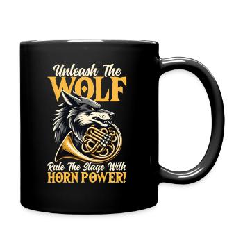 Messinginstrument Marschband Wolf Französisch Horn - Tasse einfarbig - Schwarz - Rechts