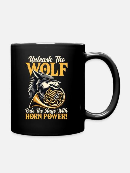 Messinginstrument Marschband Wolf Französisch Horn - Tasse einfarbig - Schwarz