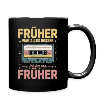 90er Jahre Outfit 80er Party 90s Motto Kassette - Tasse einfarbig - Schwarz - Rechts