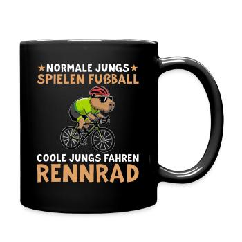 Fahrrad Capybara - Coole Jungs fahren Rennrad - Tasse einfarbig - Schwarz - Rechts