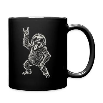 Funny Rock Music Sloth Heavy Metal Vibes - Full Colour Mug - black - Right