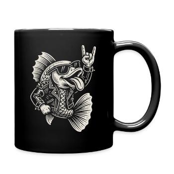 Rockmusik Lustige Fische Metallmusik Goldfisch - Tasse einfarbig - Schwarz - Rechts