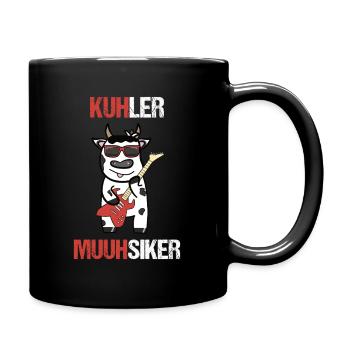 Gitarre und Kuh Musiker - Tasse einfarbig - Schwarz - Rechts