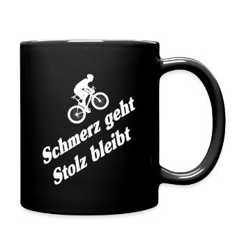 Schmerz geht Stolz bleibt – Rennrad Spruch Shirt - Tasse einfarbig - Schwarz - Rechts