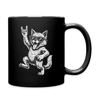 Metal Musik Lustige Katze Rock Musik Retro Style - Tasse einfarbig - Schwarz - Rechts