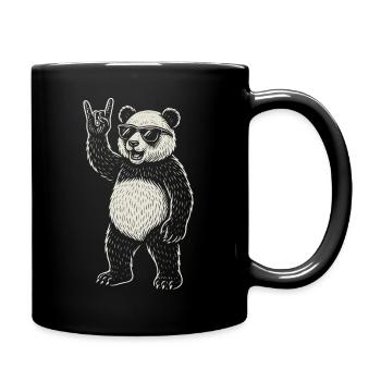 Panda Rock Musik Heavy Metal Lustige Vibes - Tasse einfarbig - Schwarz - Rechts