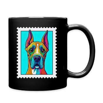 Farbenfroher Hund in Pop-Art Stil - Tasse einfarbig - Schwarz - Rechts